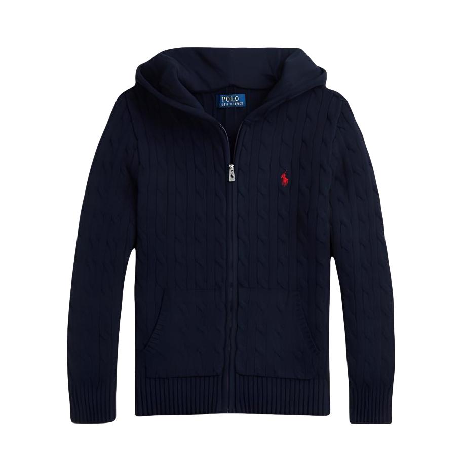 推荐商品：Ralph Lauren/拉夫劳伦童装 拉链连帽长袖针织衫 男中大童 323951123 海军蓝