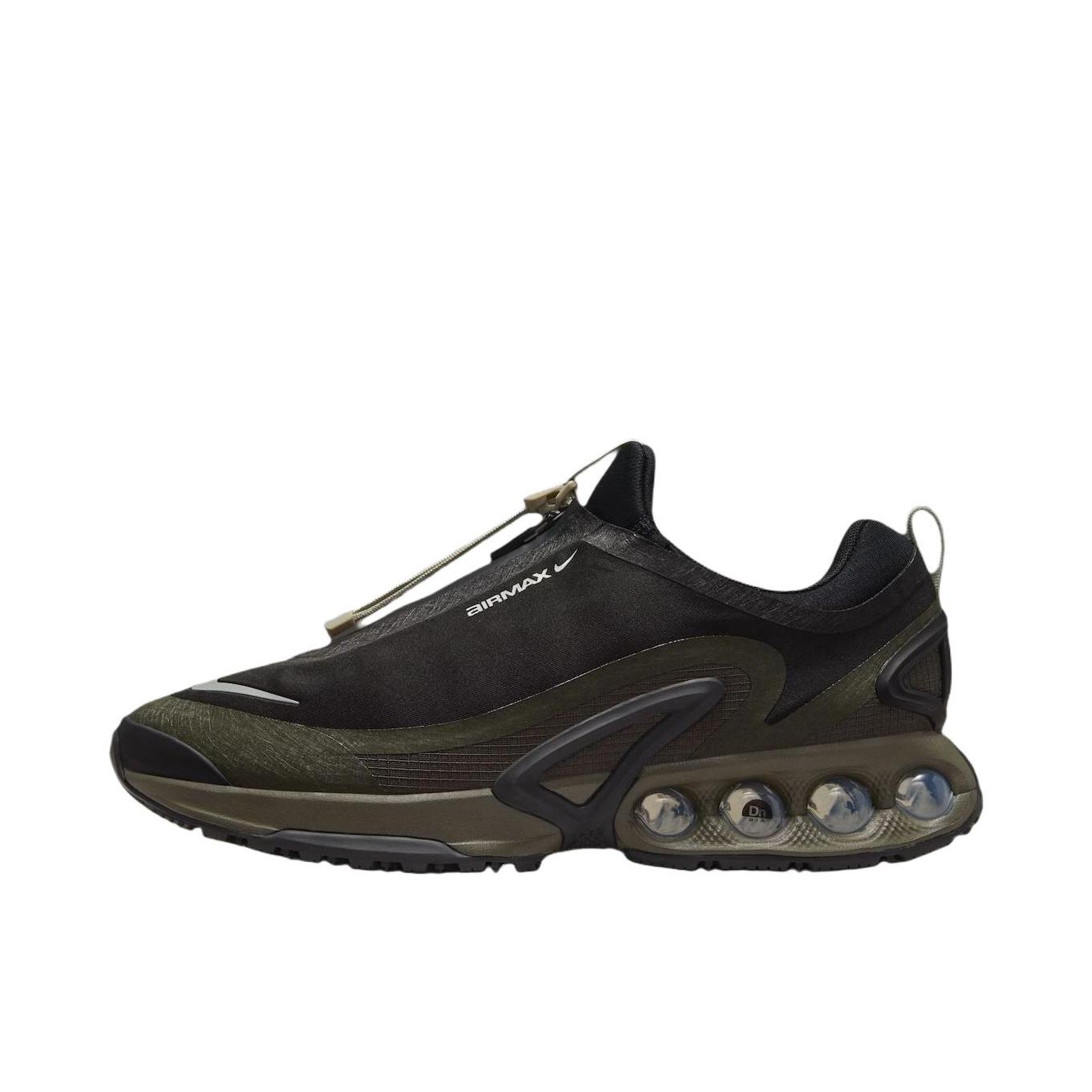 推荐商品：Nike Air Max Dn 运动休闲鞋 柔软防滑耐磨缓震回弹支撑网布透气低帮平跟贴合 正黑色/绿色 
