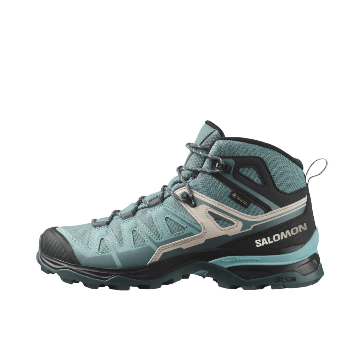 推荐商品：Salomon/萨洛蒙 X Ultra Pioneer 2 GTX 轻量 稳定 抓地 防水 户外鞋 徒步鞋 女款/灰色/蓝色 