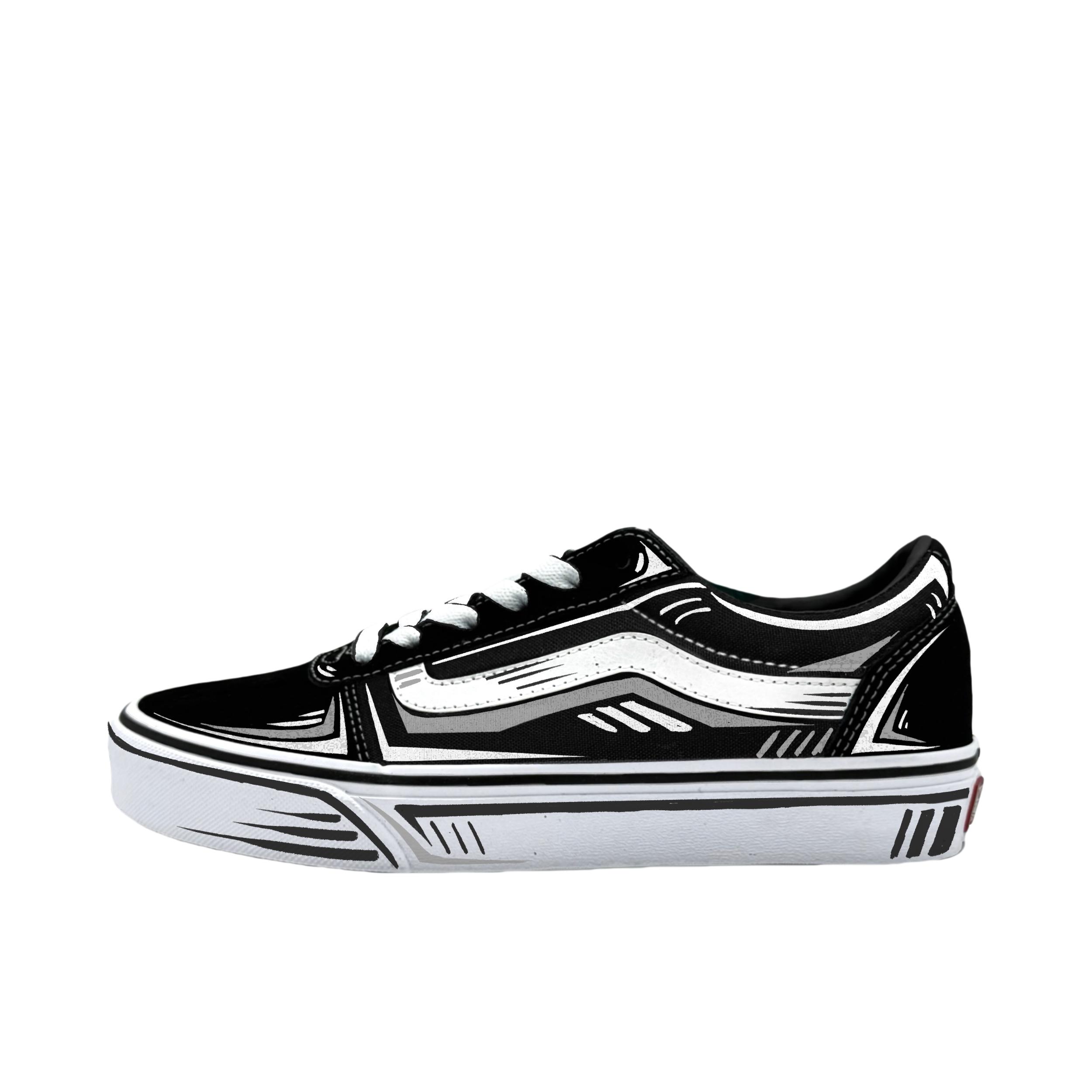 推荐商品：【定制球鞋】 Vans/范斯 Ward Active 板鞋 国潮低帮圆头 线绘次元