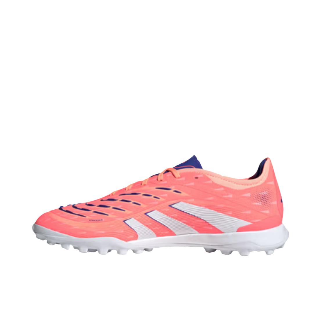 推荐商品：adidas PREDATOR Pro TF 次顶级 胶质碎钉 人造草地室外硬地 防滑耐磨 足球鞋 信号珊瑚粉/白色/橙色