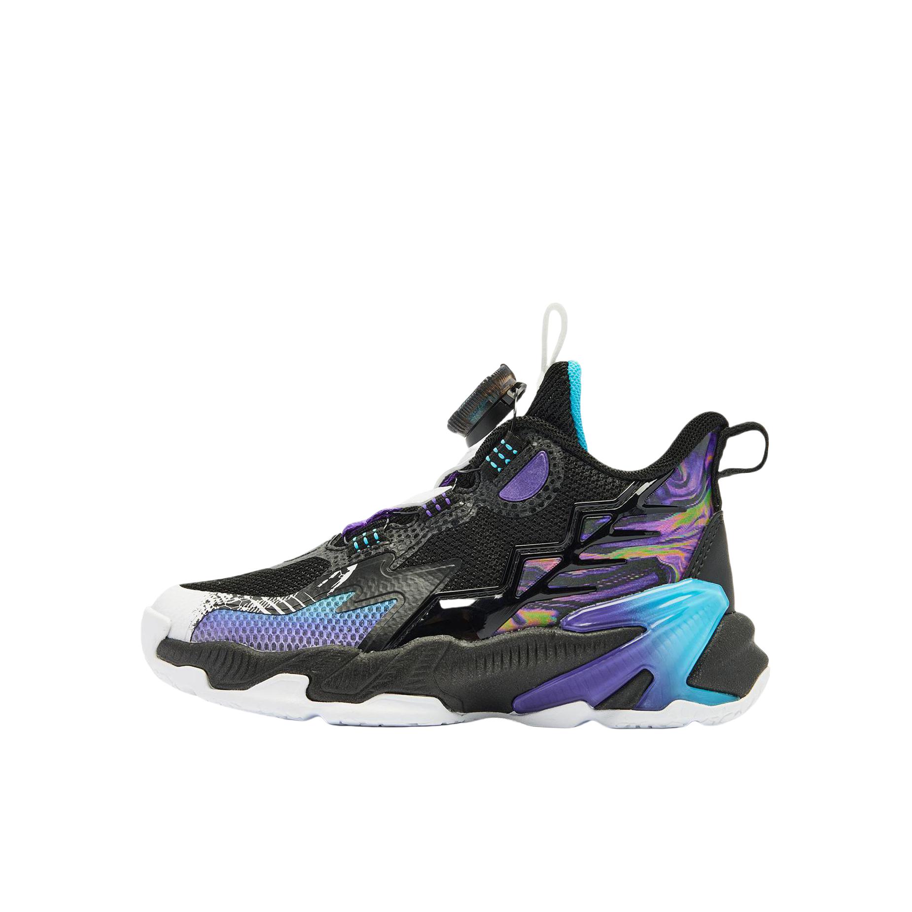 推荐商品：乔丹体育 异形5.0 防滑缓震 室外 水泥地 室内 儿童篮球鞋 小童/黑色/朝霞紫