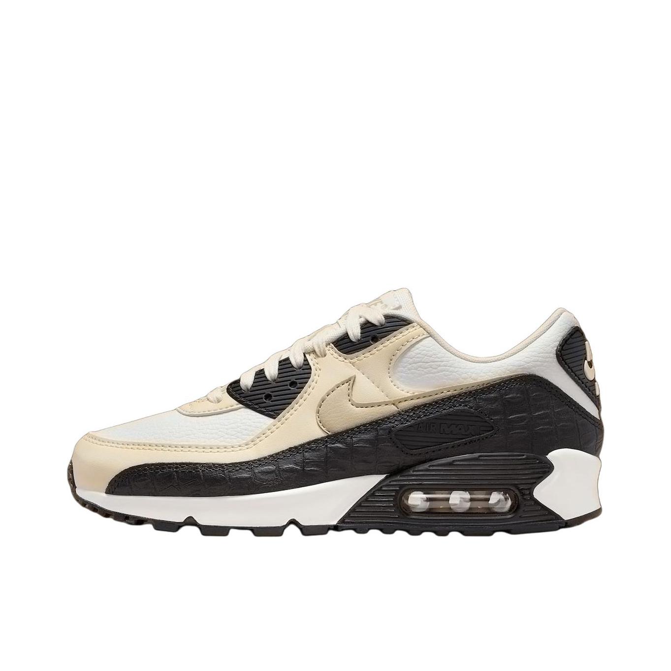 推荐商品：Nike Air Max 90 Flyknit 跑鞋 防滑耐磨减震百搭日常织物 米色/白色