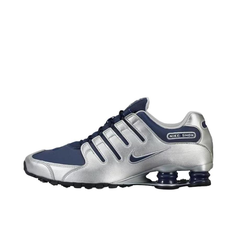 推荐商品：Nike Shox NZ 跑鞋 减震回弹防滑耐磨运动舒适皮革贴合支撑 银色/蓝色 
