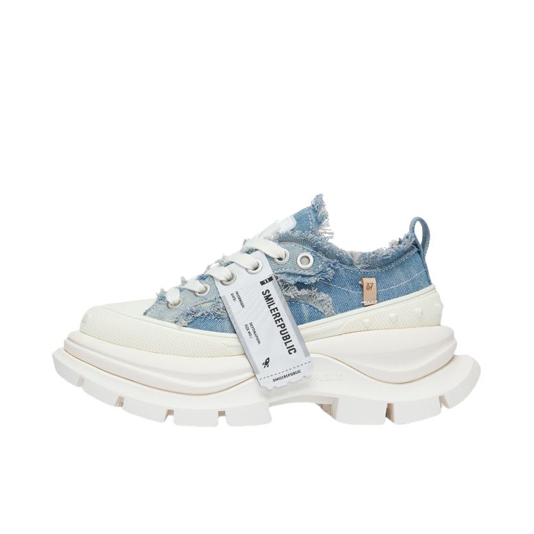 推荐商品：SMILEREPUBLIC SMILE QUEEN CLASSIC开口笑2.0 防滑 耐磨 增高 低帮 老爹鞋 牛仔蓝