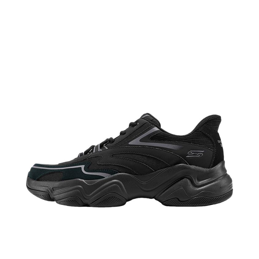 推荐商品：Skechers/斯凯奇 DLITES 老爹鞋 闪穿鞋 复古厚底轻便透气一脚蹬 男款/全黑色