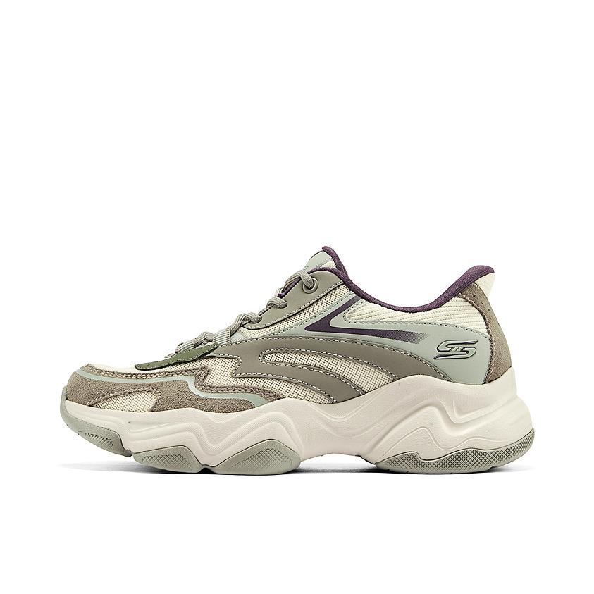 推荐商品：Skechers/斯凯奇 DLITES 老爹鞋 闪穿鞋 复古厚底轻便透气一脚蹬 女款/灰褐色/多彩色