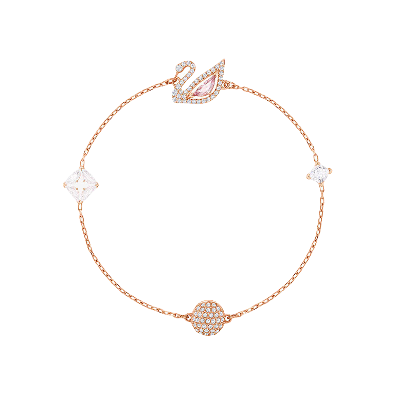 Swarovski/施华洛世奇 ICON SWAN跨年礼物天鹅可调节镀铑仿水晶手链 5472271 玫瑰金色
