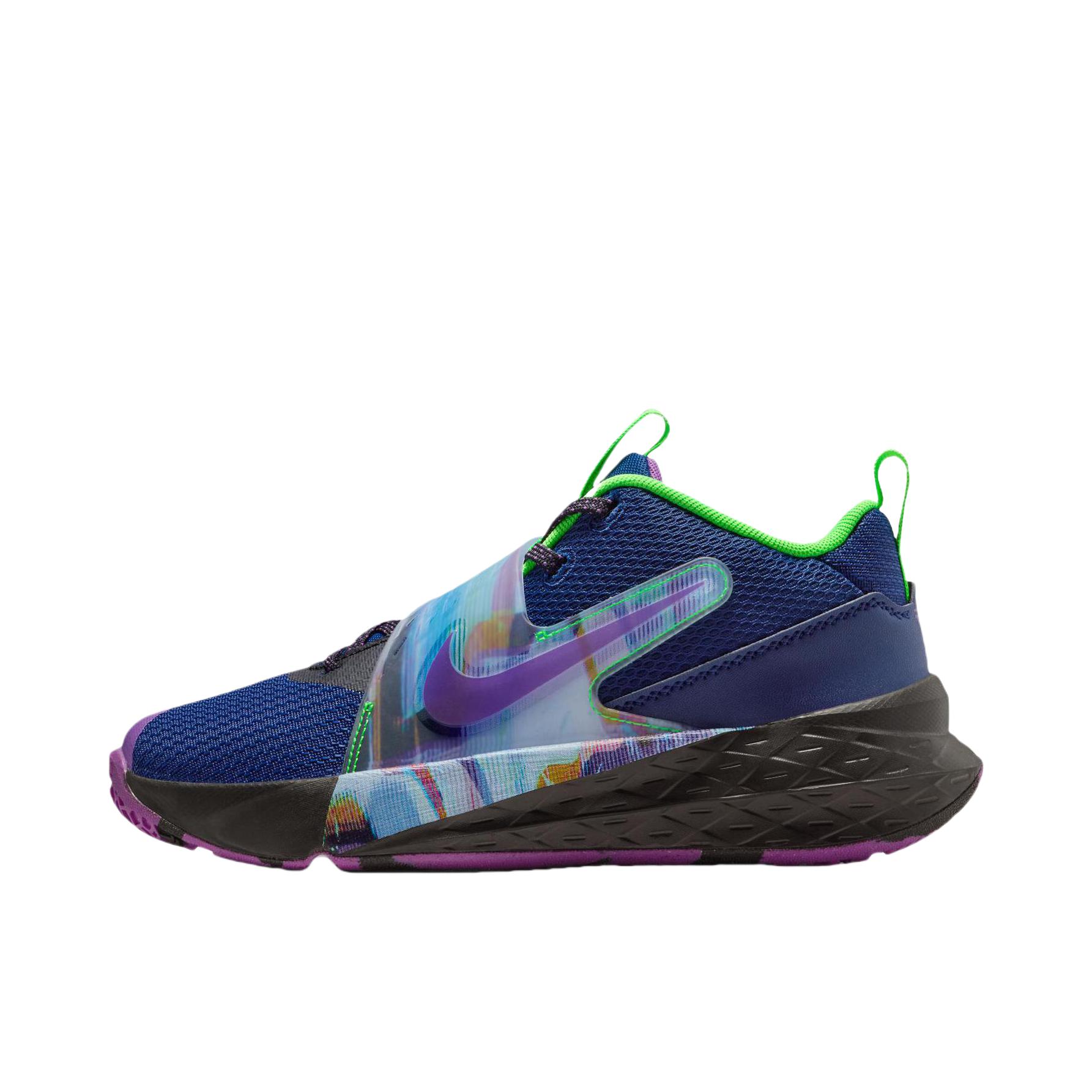 推荐商品：Nike TEAM HUSTLE D 12 舒适缓震 网面 防滑耐磨 抓地 时尚百搭 魔术贴 美观 训练 冬季 易穿脱 贴合 抗扭 篮球鞋 大童/蓝色/黑色/紫色