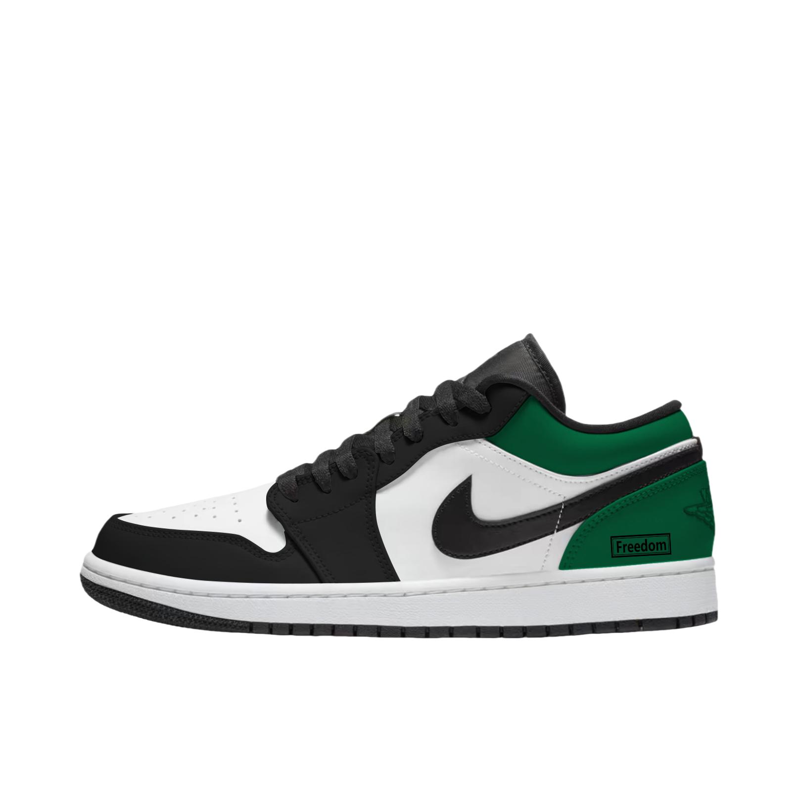 推荐商品：【定制球鞋】Air Jordan 1 减震 耐磨 透气 平跟 复古 潮流 简约 包裹性 防滑 轻便 支撑 增高 板鞋 绿脚趾/白色/黑色