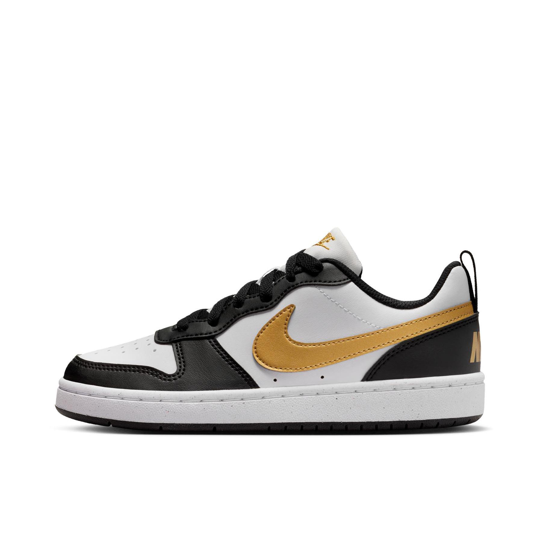 推荐商品：Nike Court Borough 2 板鞋 复古时尚支撑舒适百搭轻便防滑 大童/黑色/白色/金属色