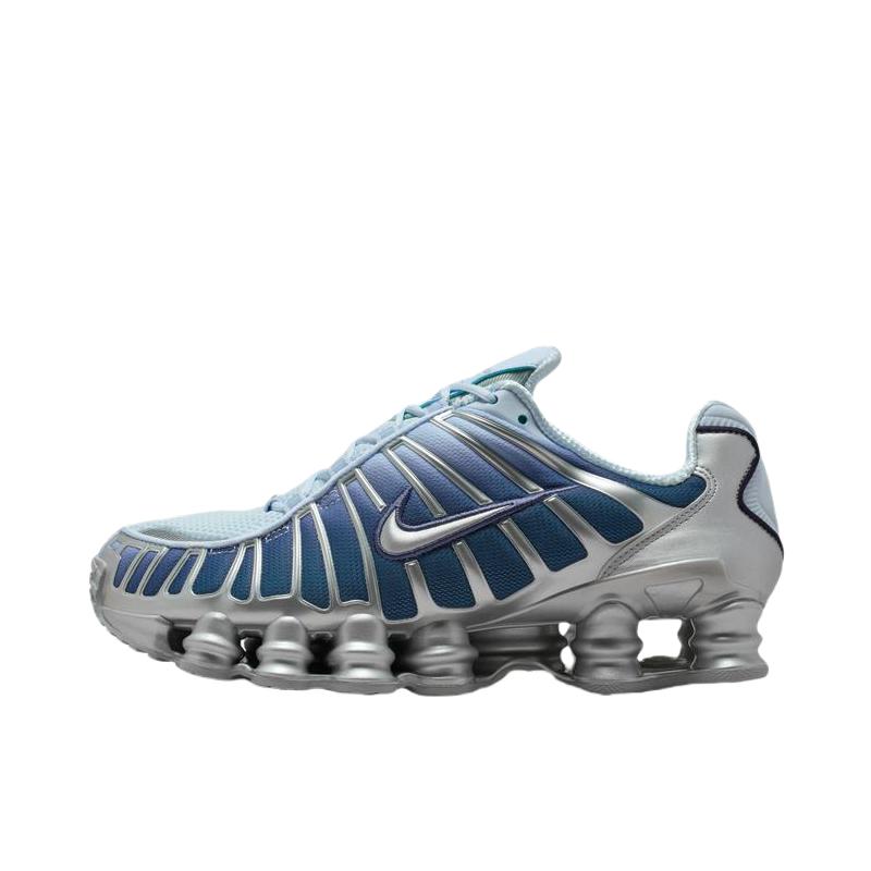 推荐商品：Nike Shox TL 运动休闲鞋 全掌气柱缓震回弹透气防滑耐磨百搭复古贴合圆头 女款/蓝色/白色