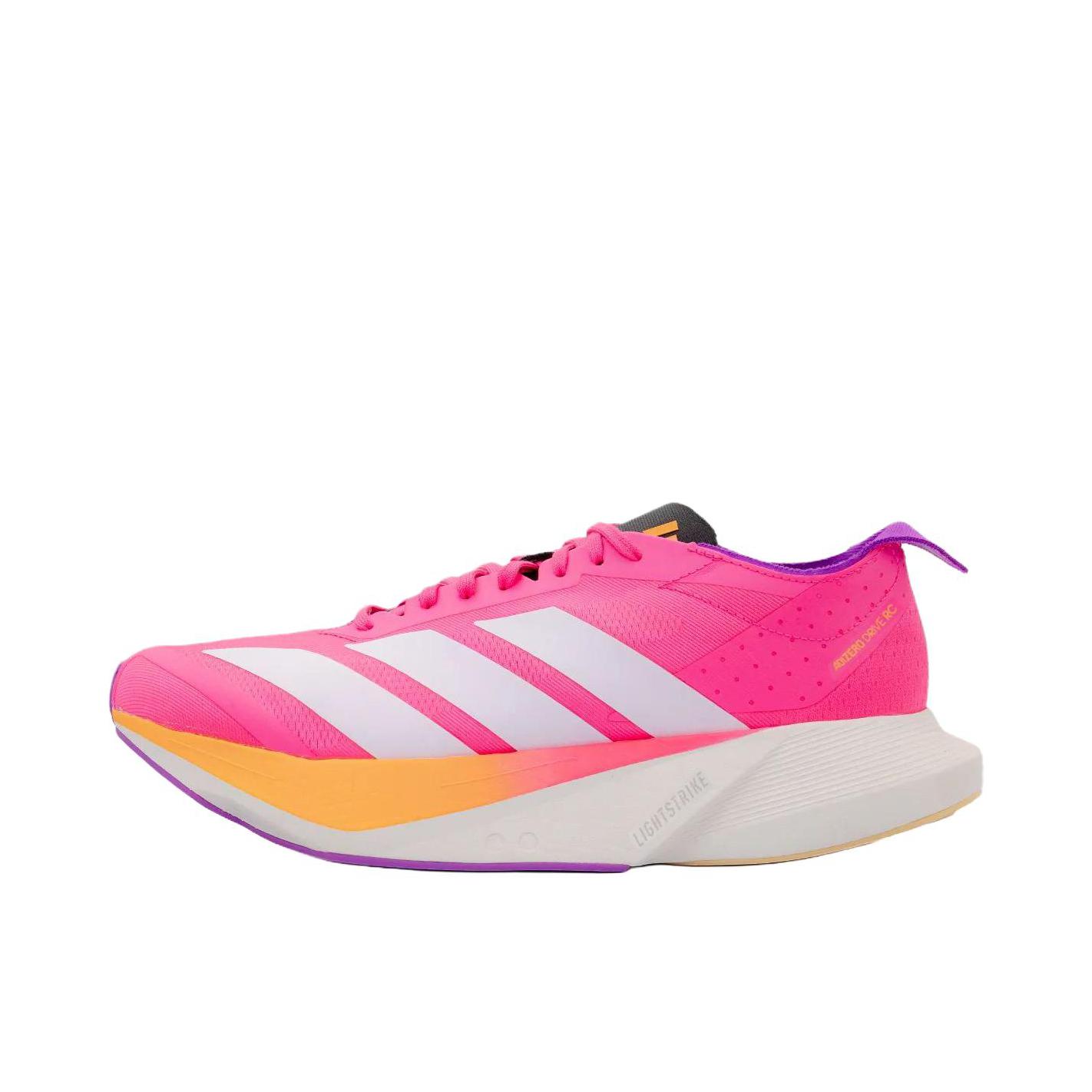 推荐商品：adidas ADIZERO DRIVE RC 跑鞋 专业竞速减震支撑回弹涤纶轻便防滑 女款/粉色 