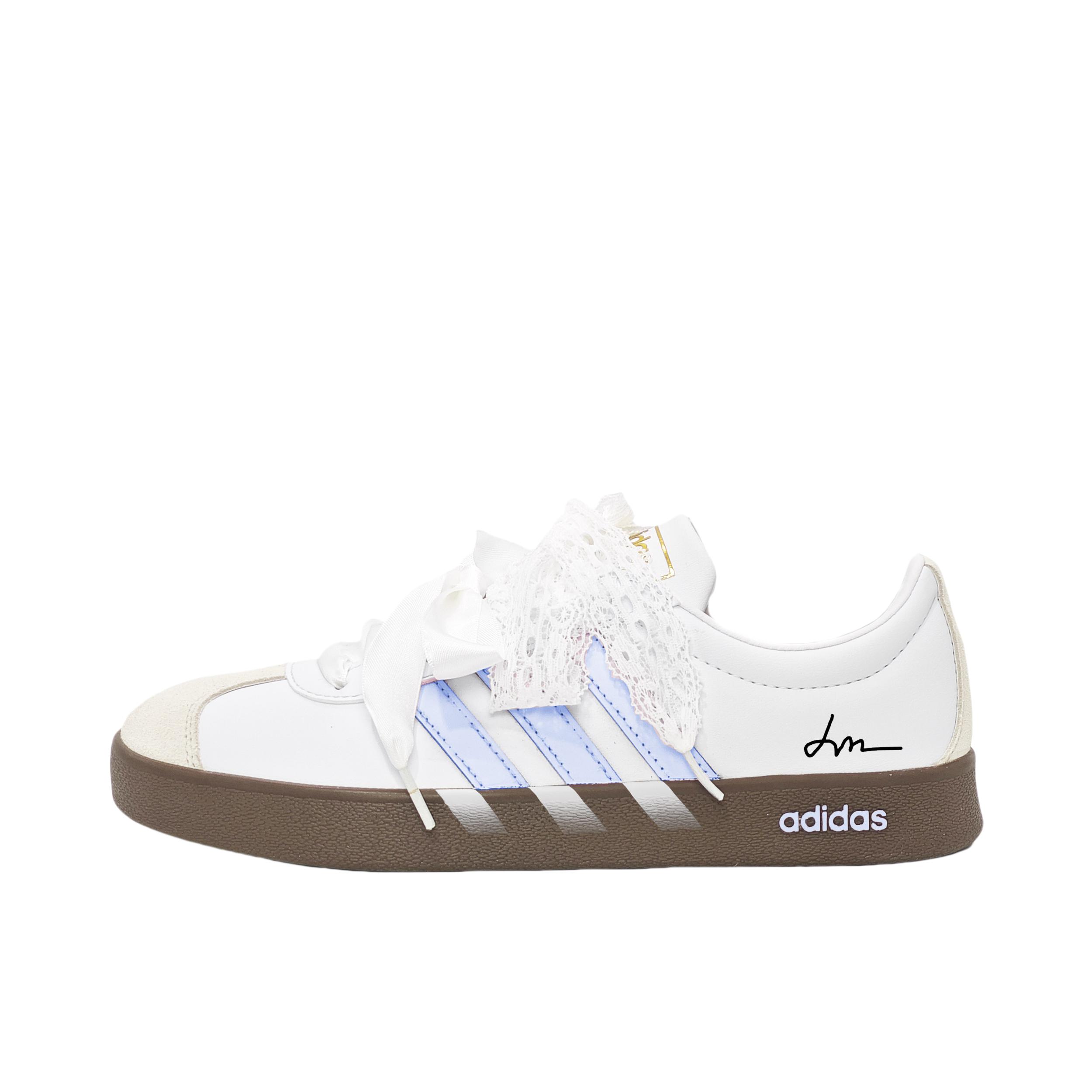 推荐商品：【定制球鞋】Adidas neo VL Court 2.0 德训鞋 板鞋 复古轻便耐磨芭蕾风甜美文艺抗冲击性防水 奶蓝色