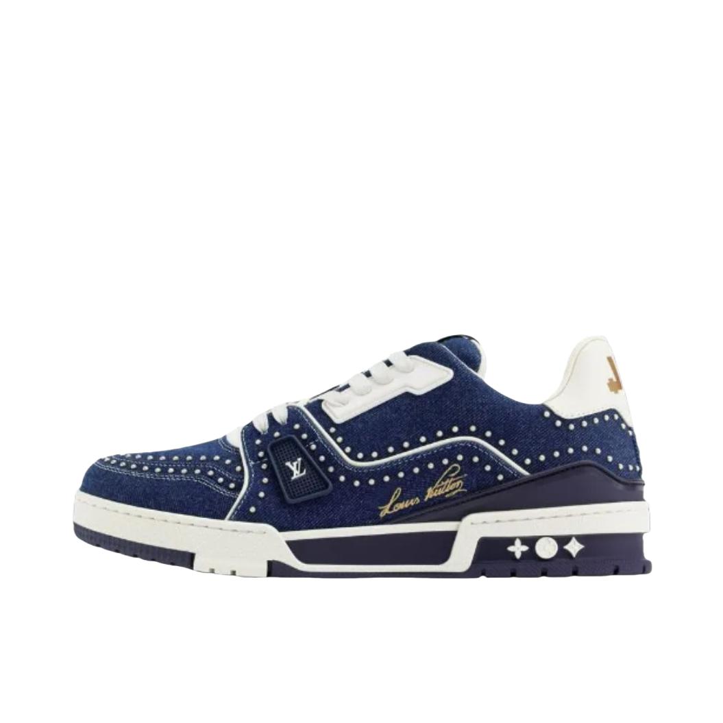 推荐商品：Louis Vuitton 路易威登 Trainer 板鞋 圆头平底系带低帮 蓝色