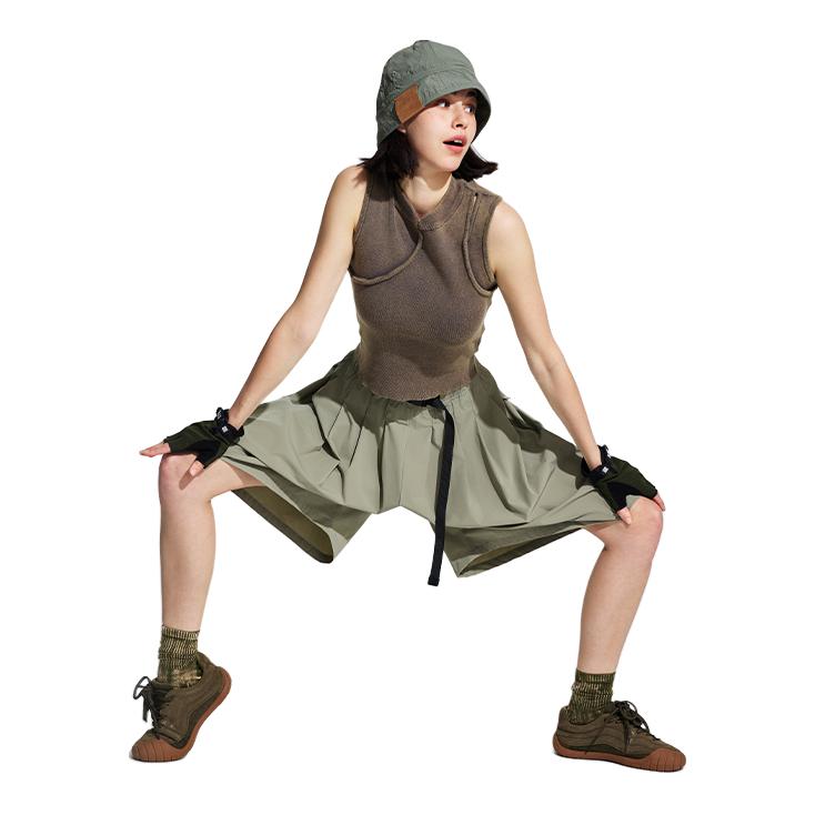 推荐商品：TNV A型微弹褶皱半身短裙 女装 272XK708 灰军绿