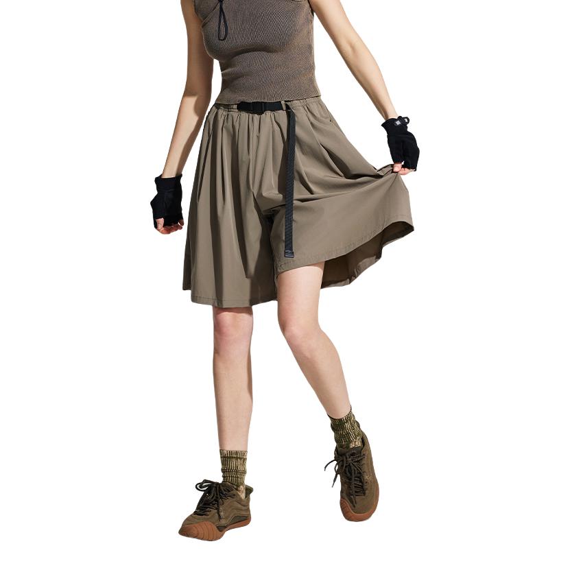 推荐商品：TNV A型微弹褶皱半身短裙 女装 272XK708 沙漠咖