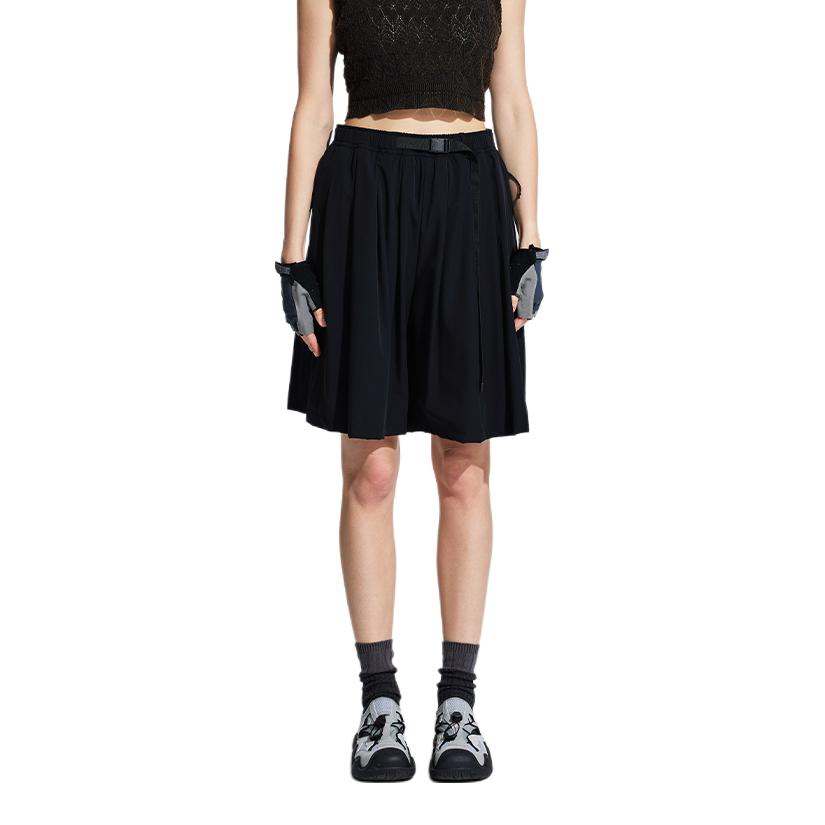 推荐商品：TNV A型微弹褶皱半身短裙 女装 272XK708 神秘黑