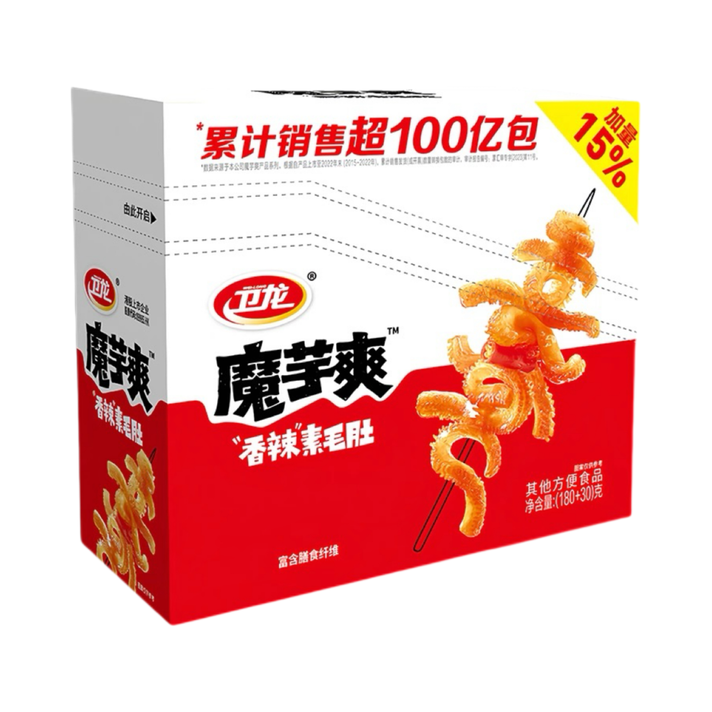 推荐商品：卫龙 魔芋爽 香辣味 210g 素毛肚 盒装