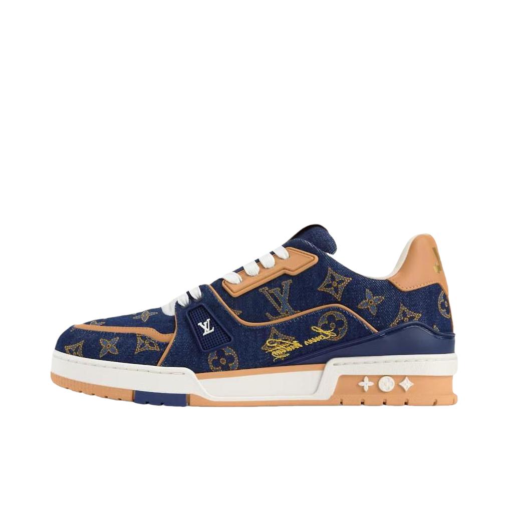 推荐商品：Louis Vuitton 路易威登 Trainer 板鞋 圆头平底系带低帮 深蓝色