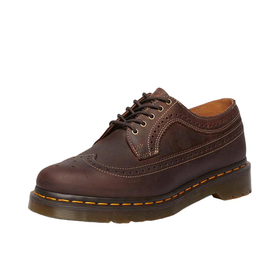 推荐商品：Dr.Martens 3989 舒适耐磨 英伦休闲 疯马皮 时尚复古 圆头 平底 黄车线 雕花 皮鞋 深棕色