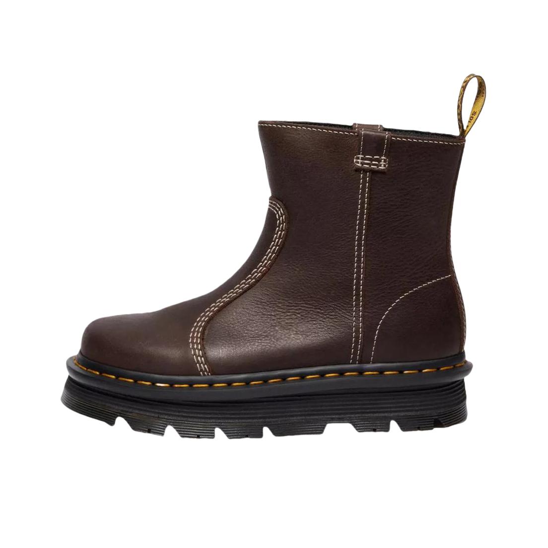 推荐商品：Dr. Martens ZEBZAG RIGGER 马丁靴 复古厚底短筒 棕色