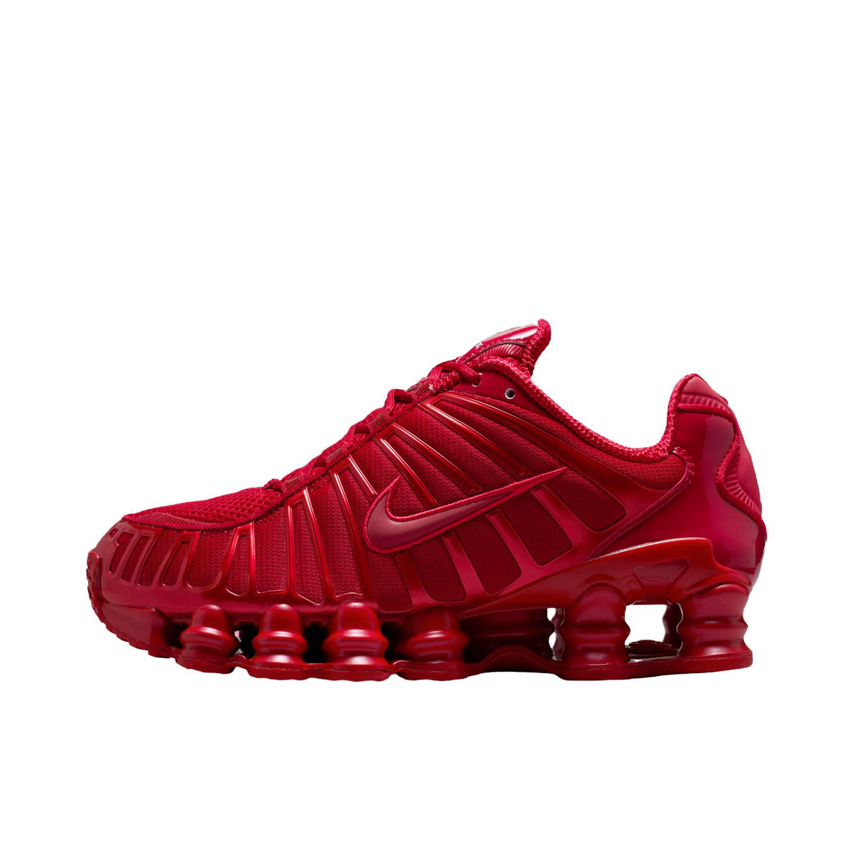 推荐商品：Nike Shox TL 运动休闲鞋 全掌气柱缓震回弹透气防滑耐磨百搭复古贴合圆头 红色
