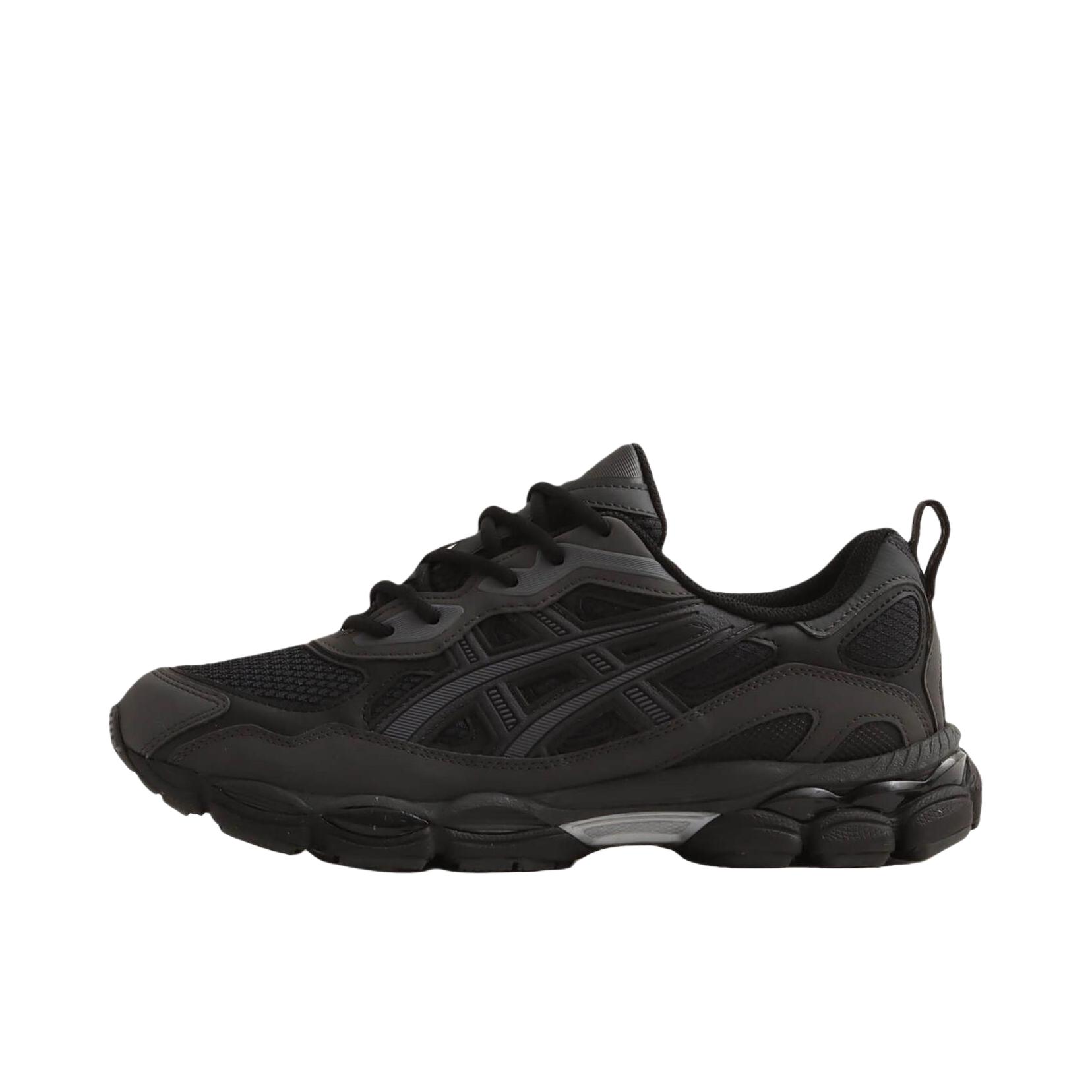 推荐商品：Asics/亚瑟士 Gel-NYC 跑鞋 圆头缓震防滑耐磨机能风复古潮流织物合成革贴合支撑耐穿 碳黑色