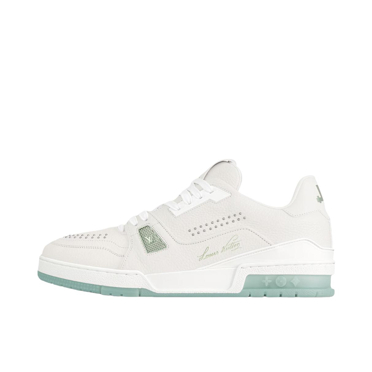 推荐商品：Louis Vuitton 路易威登 Trainer 牛皮革 圆头 系带 低帮 复古 板鞋 白色/绿色