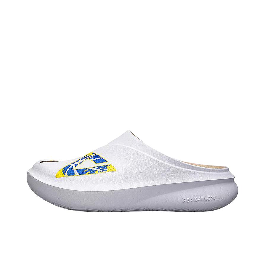 推荐商品：匹克 态极仙豆 拖鞋 防滑软底包头防磨舒适缓震软弹运动外穿 白色/彩兰/橙黄