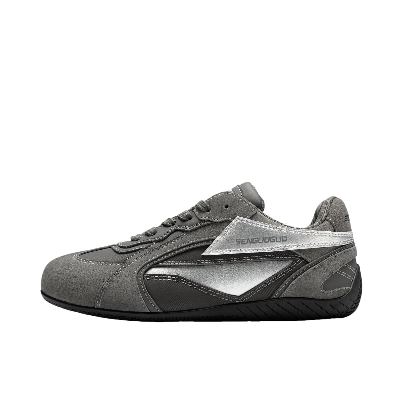 推荐商品：SENGUOGUO/森果果 赛车鞋 德训鞋 运动休闲鞋 复古减震防滑 SGG-S018 灰色/银色
