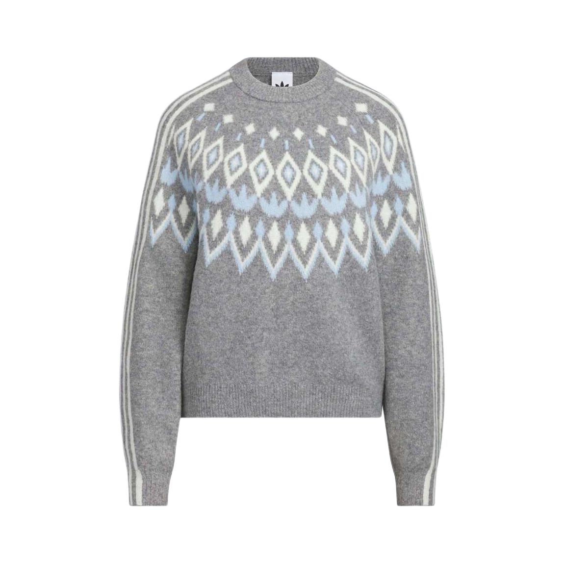 adidas Originals/三叶草 FAIR ISLE CREW套头耐磨连帽卫衣 女装 KS5964 灰