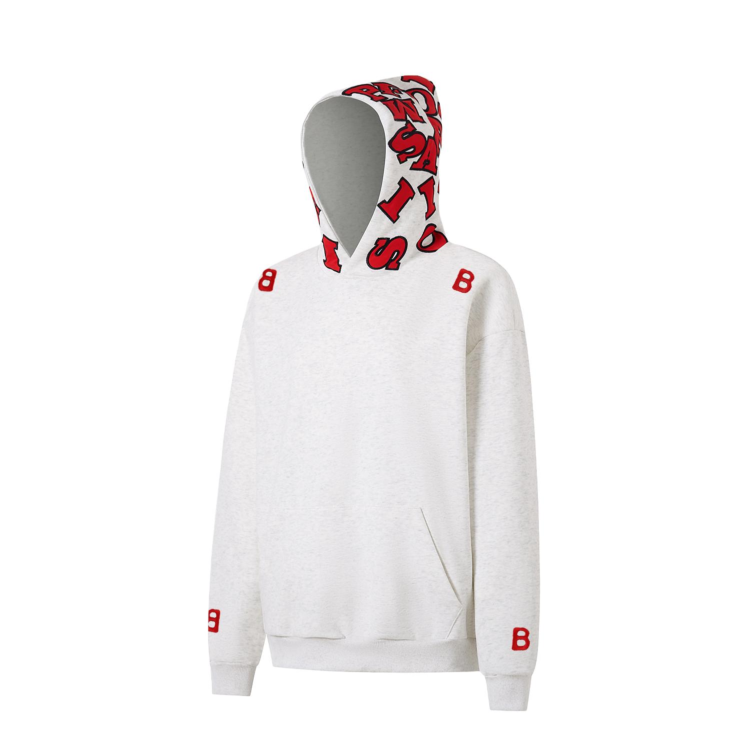 推荐商品：FOASIS 重磅贴布绣加绒连帽长袖卫衣 FA-A11A52 白