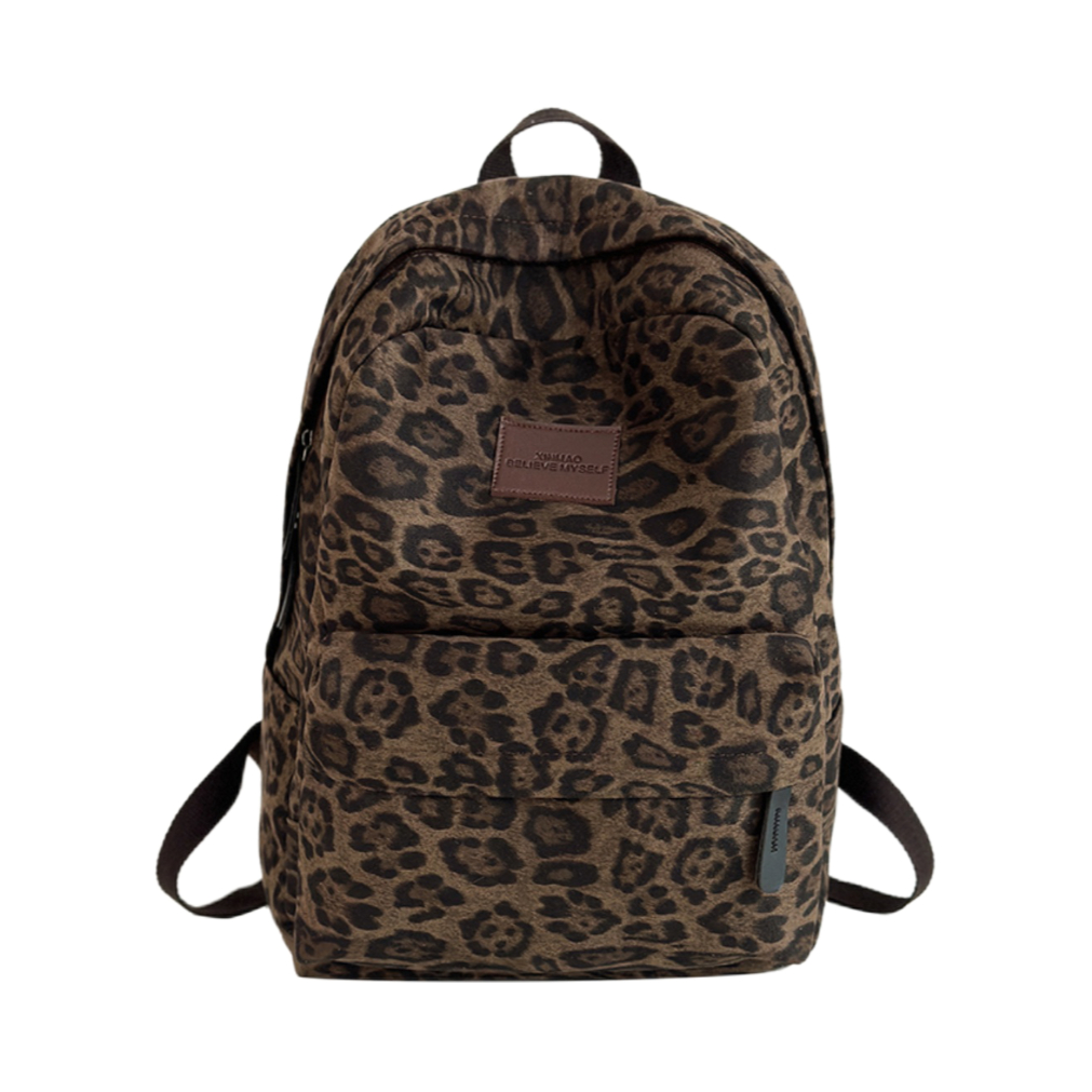 推荐商品：Kinmac 小众设计休闲通勤百搭学院风高级氛围感大容量豹纹旅行轻便尼龙情侣款背包双肩包