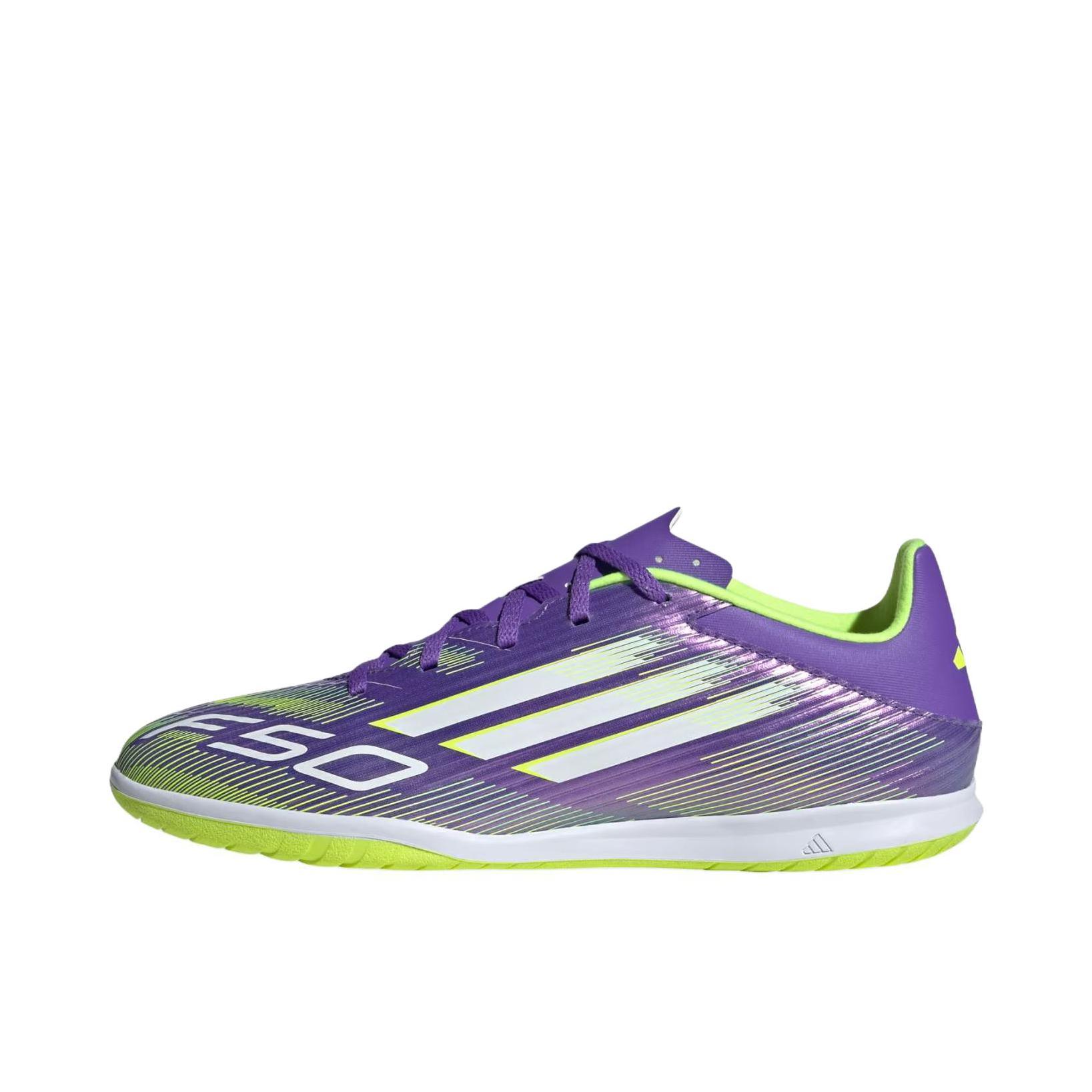 推荐商品：adidas F50 CLUB IN 入门 室内 平底 防滑 系带 平跟 圆头 足球鞋 紫色