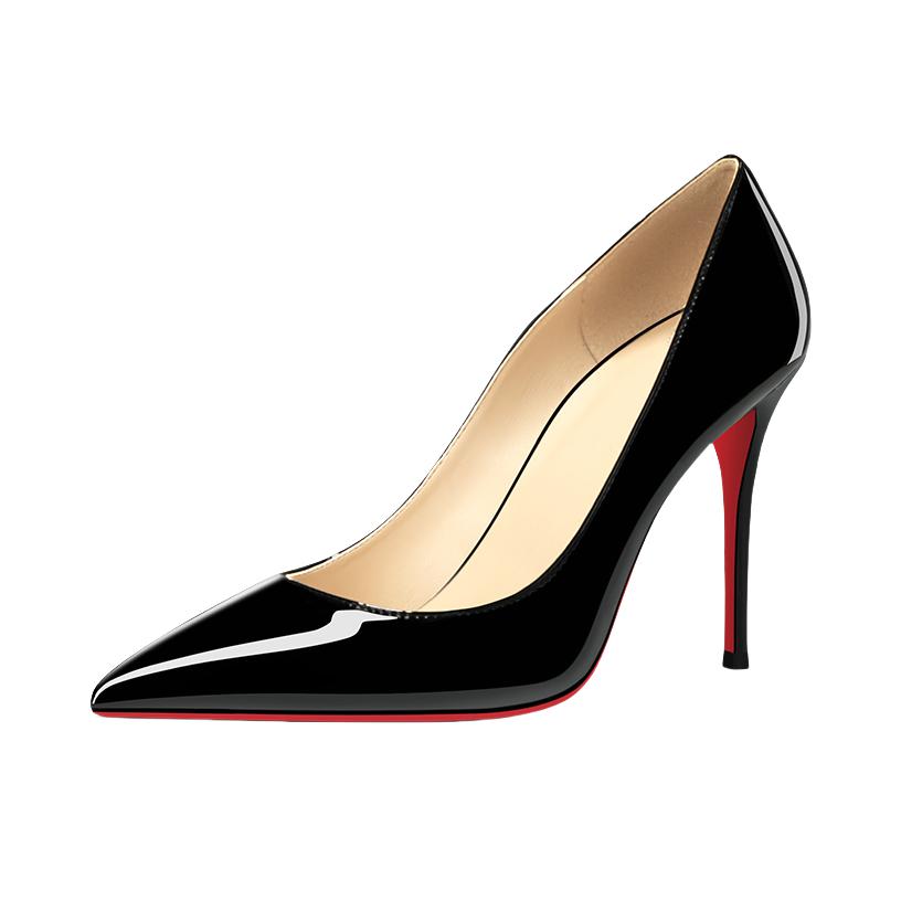 推荐商品：LUKECSION 小众 漆皮 舒适细跟 尖头浅口 休闲百搭 时尚简约 高级感 高跟鞋 跟高10cm/红底/漆皮/黑色