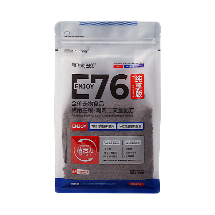 推荐商品：Alfie&Buddy/阿飞和巴弟 E76纯享版鸡肉三文鱼味全价全阶段 膨化猫粮 调节肠胃营养均衡增强免疫