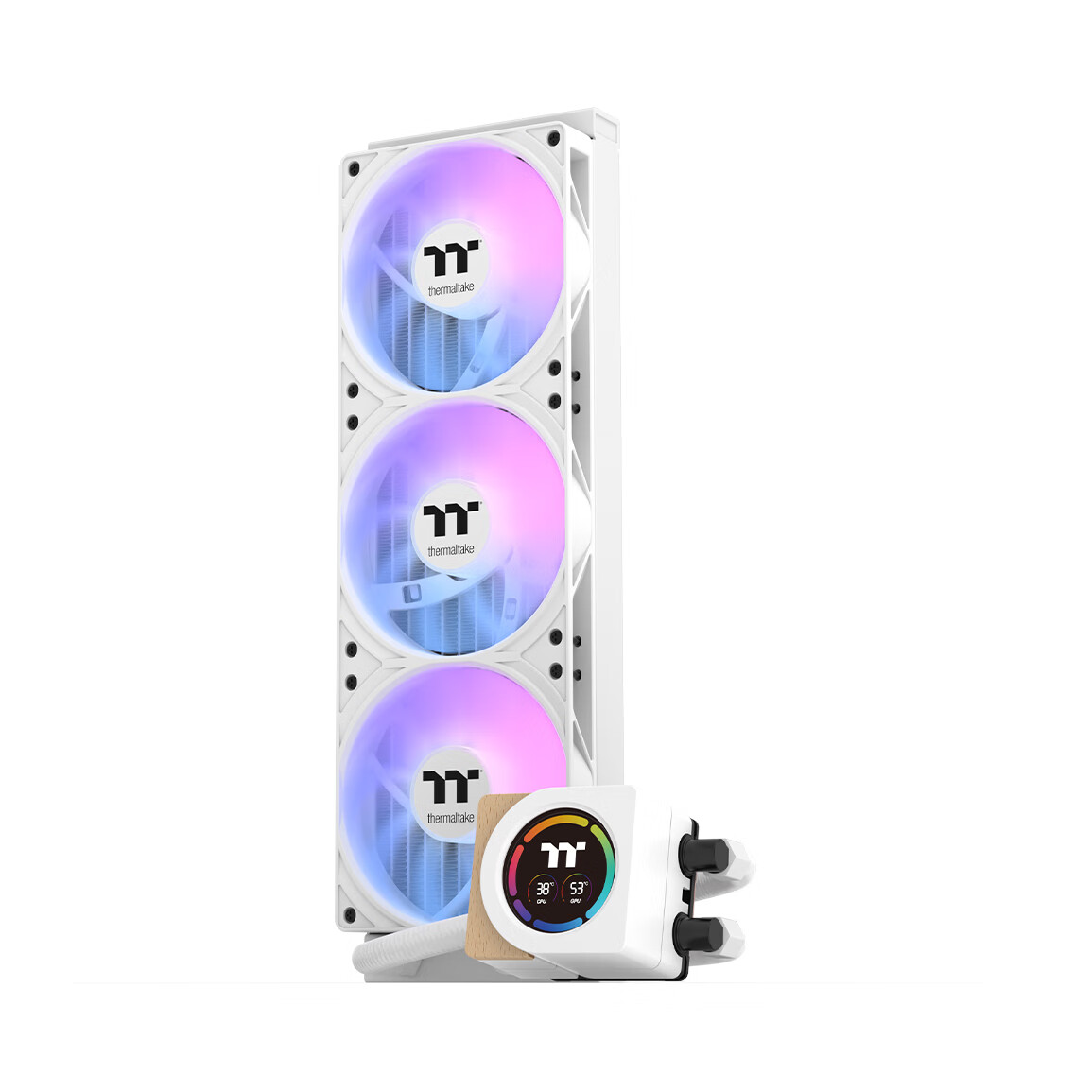 推荐商品：Thermaltake/曜越 钢影·木语360 CPU水冷散热器 数显屏 ARGB风扇