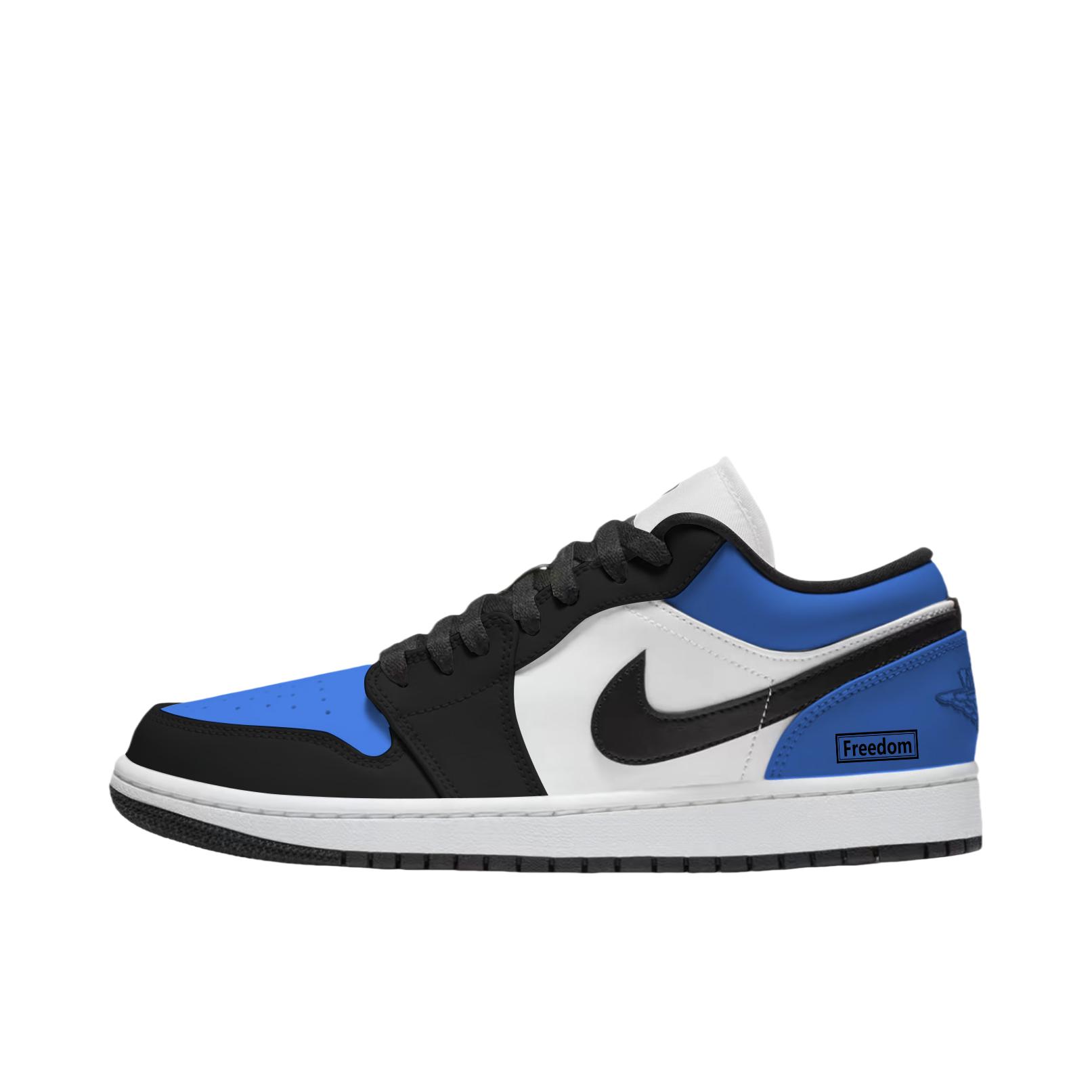 推荐商品：【定制球鞋】Air Jordan 1 减震 耐磨 透气 平跟 复古 潮流 简约 包裹性 防滑 轻便 支撑 增高 板鞋 蓝脚趾F