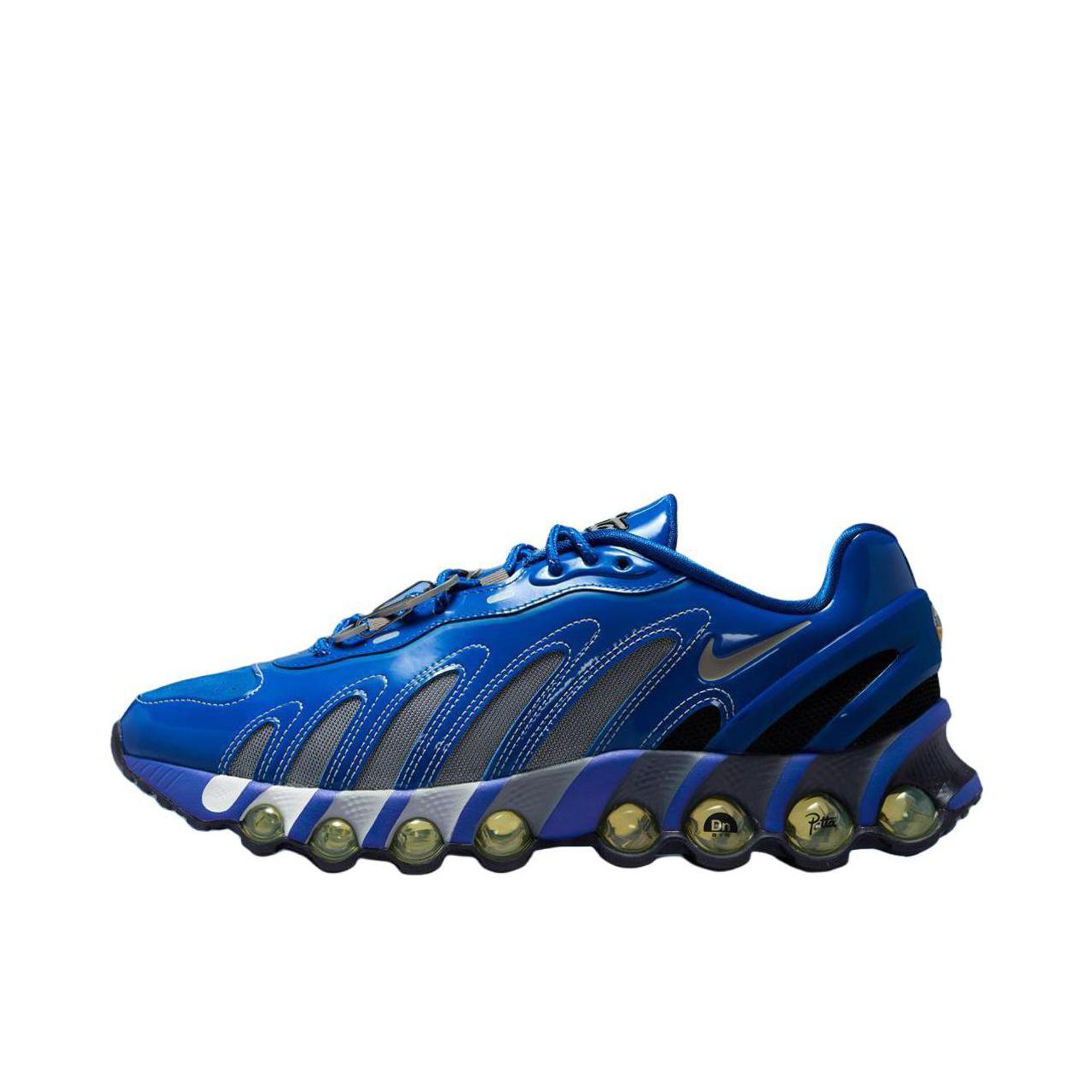 推荐商品：Nike Air Max DN8 跑鞋 时尚百搭防滑耐磨网面透气舒适气柱减震轻便贴合赤足体验支撑耐用耐穿 Patta联名/蓝色