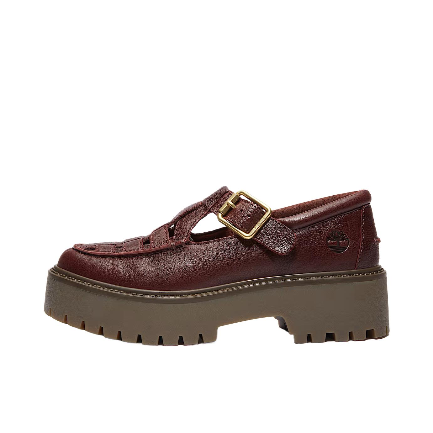 推荐商品：Timberland/添柏岚 Stone Street 搭扣 厚底 圆头 中跟 单鞋 棕色 