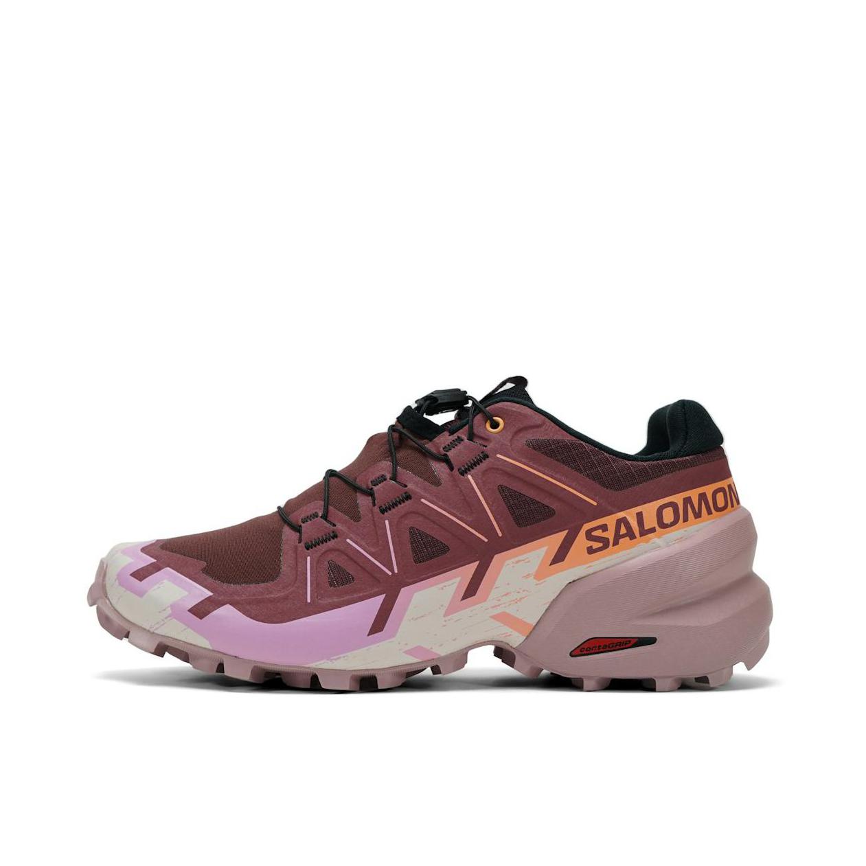 推荐商品：Salomon/萨洛蒙 Speedcross 6 户外鞋 徒步鞋 越野跑鞋 支撑防水抓地包裹贴合减震网布透气全地形织物 紫色/橙色/灰色