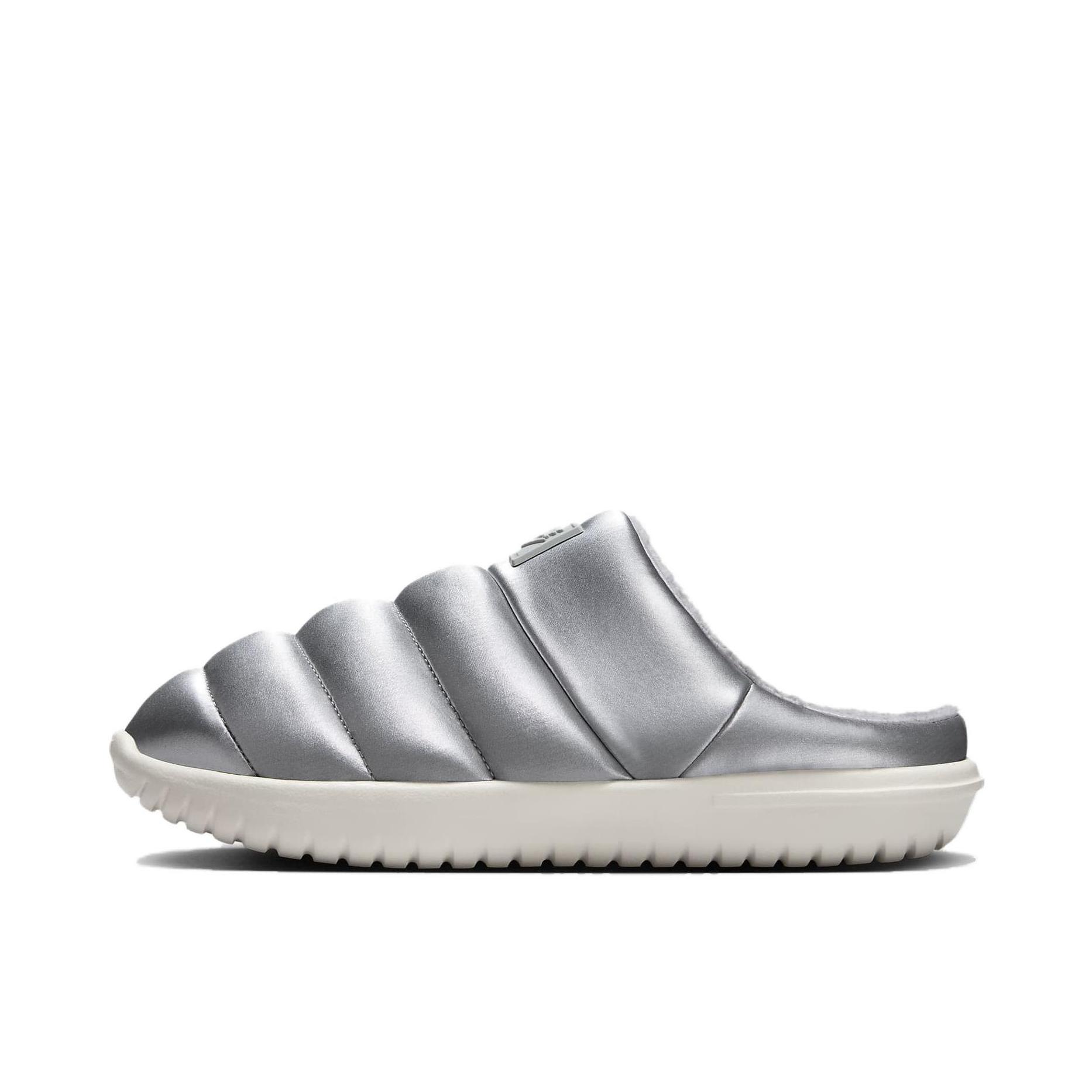 推荐商品：Nike Burrow SE 舒适防滑 包头 厚底 低跟 时尚 拖鞋 银色