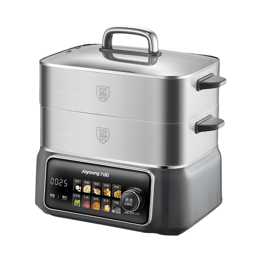 推荐商品：Joyoung/九阳 18.5L 电蒸锅 全息幻彩大屏 防干烧保护 全不锈钢 炖蒸煮 GZ998