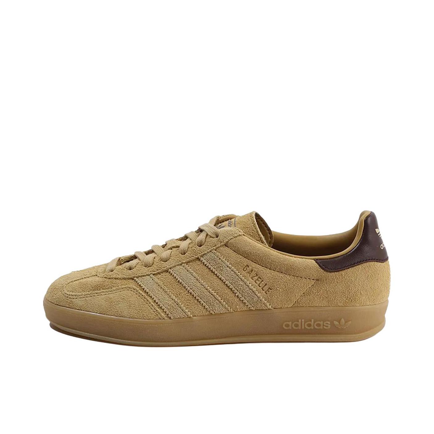 推荐商品：adidas Originals Gazelle Indoor T头鞋 德训鞋 板鞋 舒适缓震防滑耐磨绒面革复古 浅棕色/褐色
