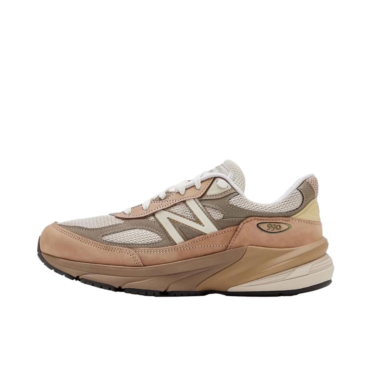 推荐商品：New Balance 990 V6 跑鞋 拼接网布绒面革织物合成革耐磨透气减震防滑支撑圆头 D宽/棕色/黑色