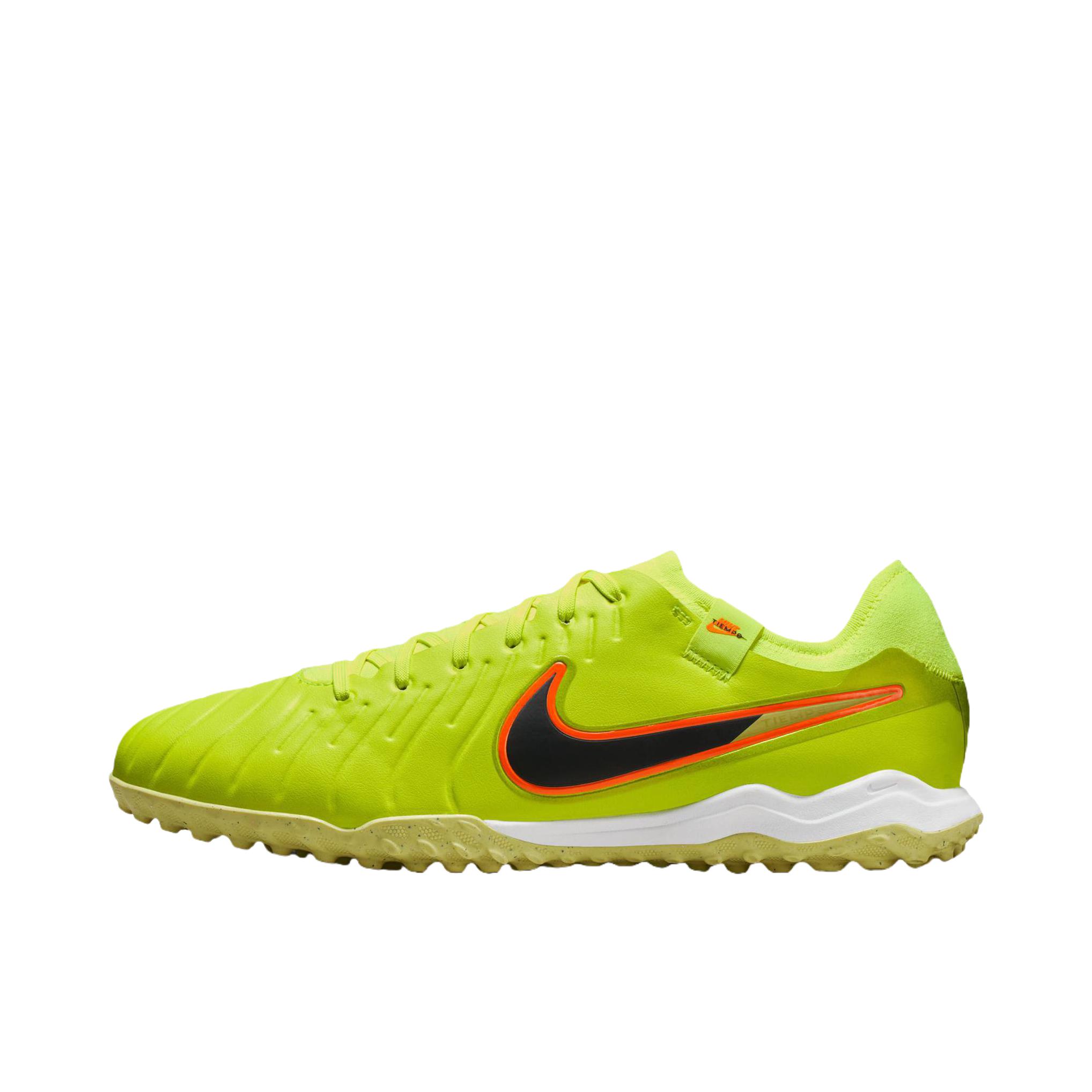 推荐商品：Nike Tiempo Legend 10 Pro TF 中端 胶质碎钉 人造场地 防滑耐磨 足球鞋 黄色