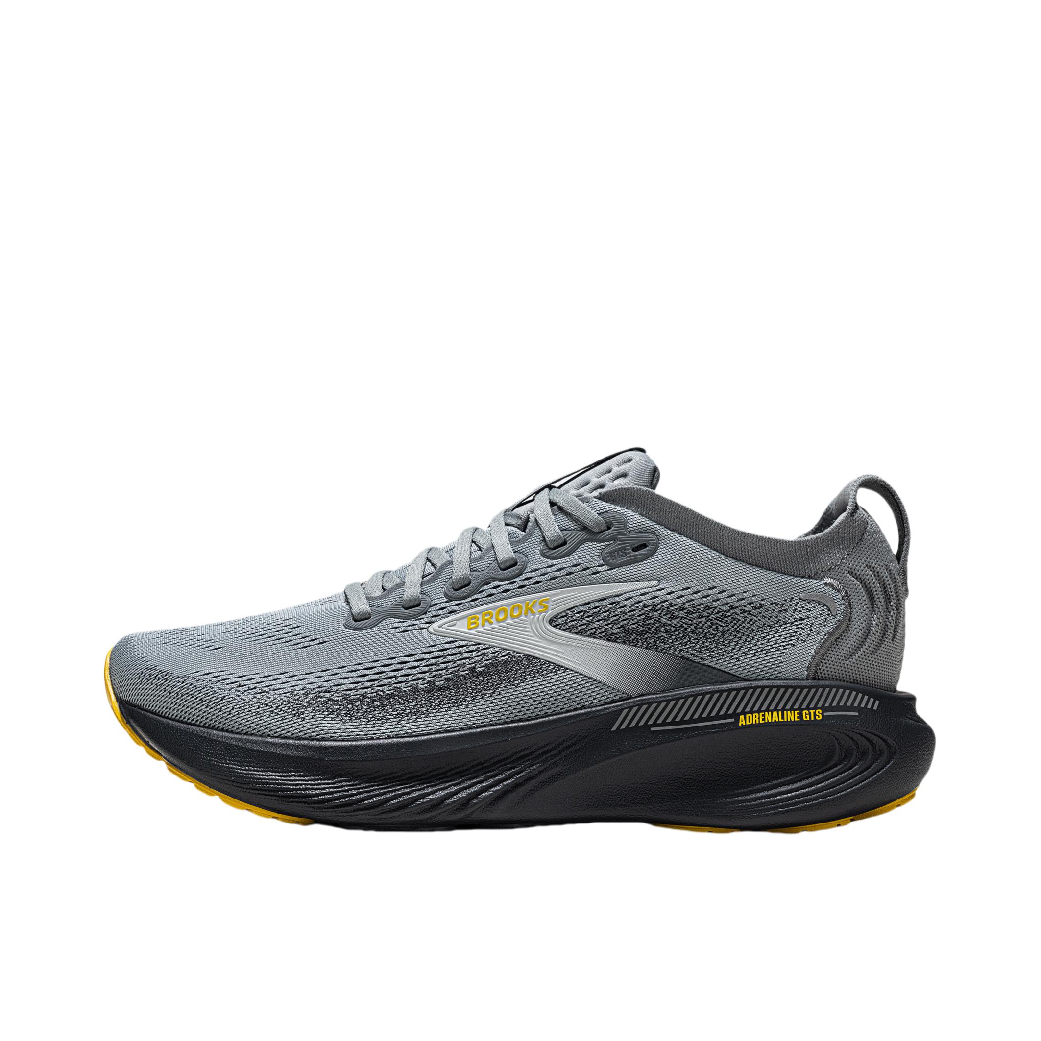 推荐商品：Brooks/布鲁克斯 Adrenaline GTS 追岚25 跑鞋 减震透气 浅铁灰/乌木色/黄色