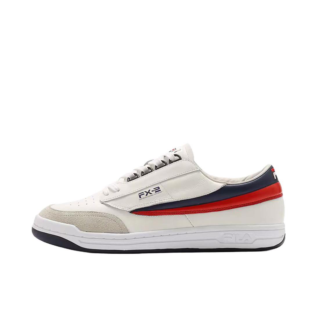 推荐商品：FILA/斐乐 FX-2 板鞋 百搭复古舒适透气防滑耐磨薄底 纯白色/蓝色