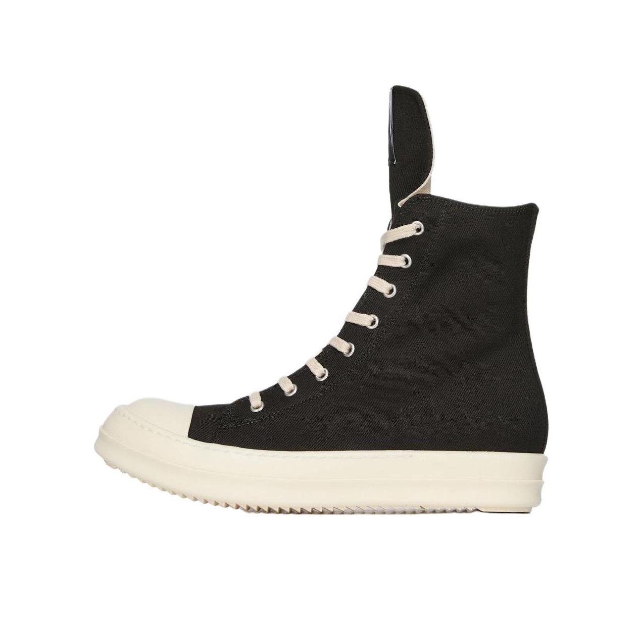 推荐商品：Rick Owens DRKSHDW 板鞋 舒适耐磨轻便厚底时尚百搭简约休闲圆头牛仔布织物 女款/黑色/米色